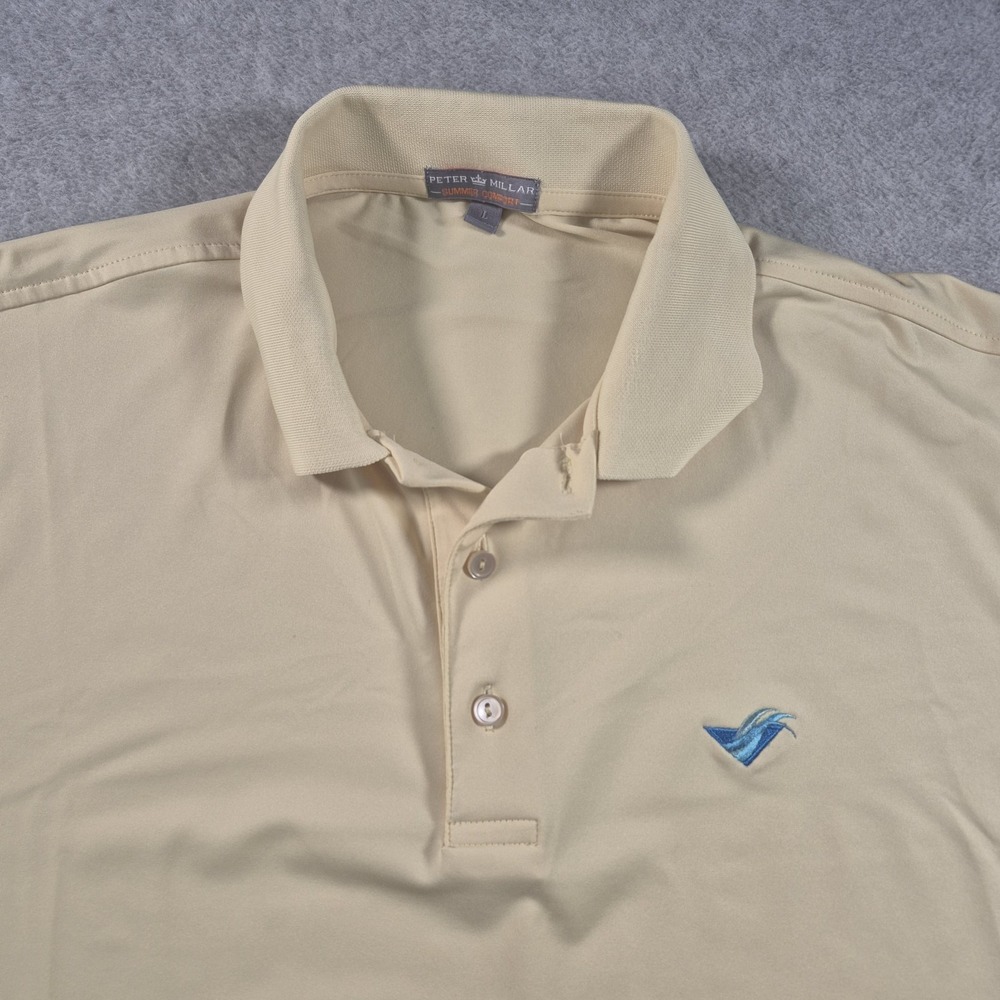 Peter Millar Polo Shirt Mens Large‎ Yellow Summer Comfort Golf Short Sleeve
